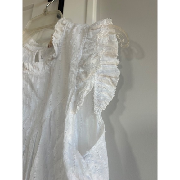 Hem & Thread White Ruffle Mock Neck Sleeveless Dress - Boho Chic Cottagecore - Picture 5 of 6